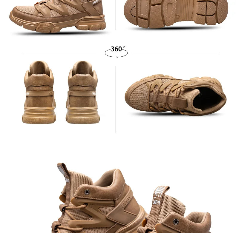 Composite Toe Work Boots Mens Puncture-Proof Midsole Non-Slip Breathable & Comfort Fit for Warehouse Use Anti-smash Work Boots