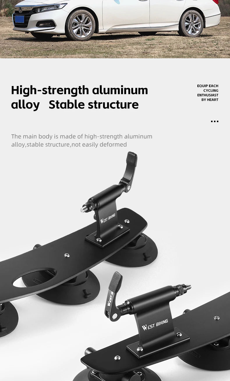 WEST BIKING Car Roof Vacuum Suction Cup Bicycle Racks Cycling Tour MTB Road Bike Quick Release Car Carrier Top Parking Racks