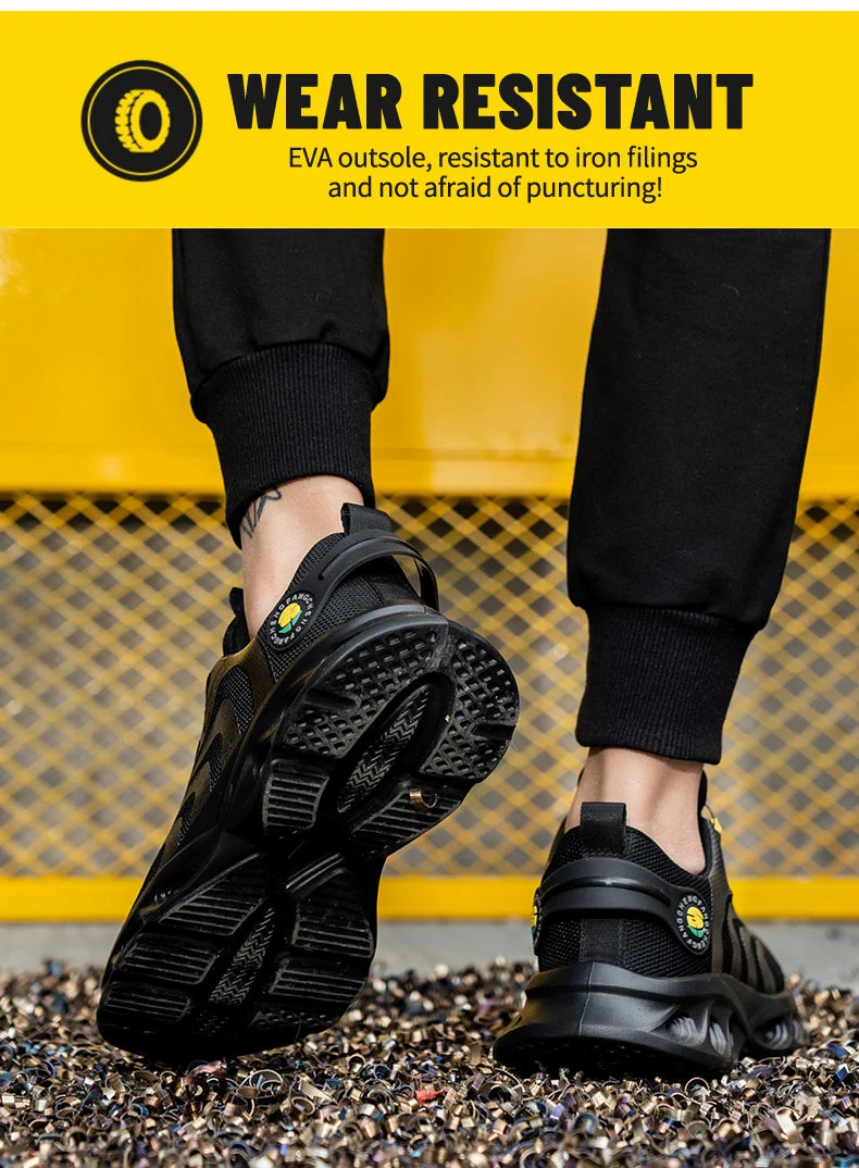 Lace-free, breathable, lightweight and comfortable anti-smashing and anti-puncture safety shoes