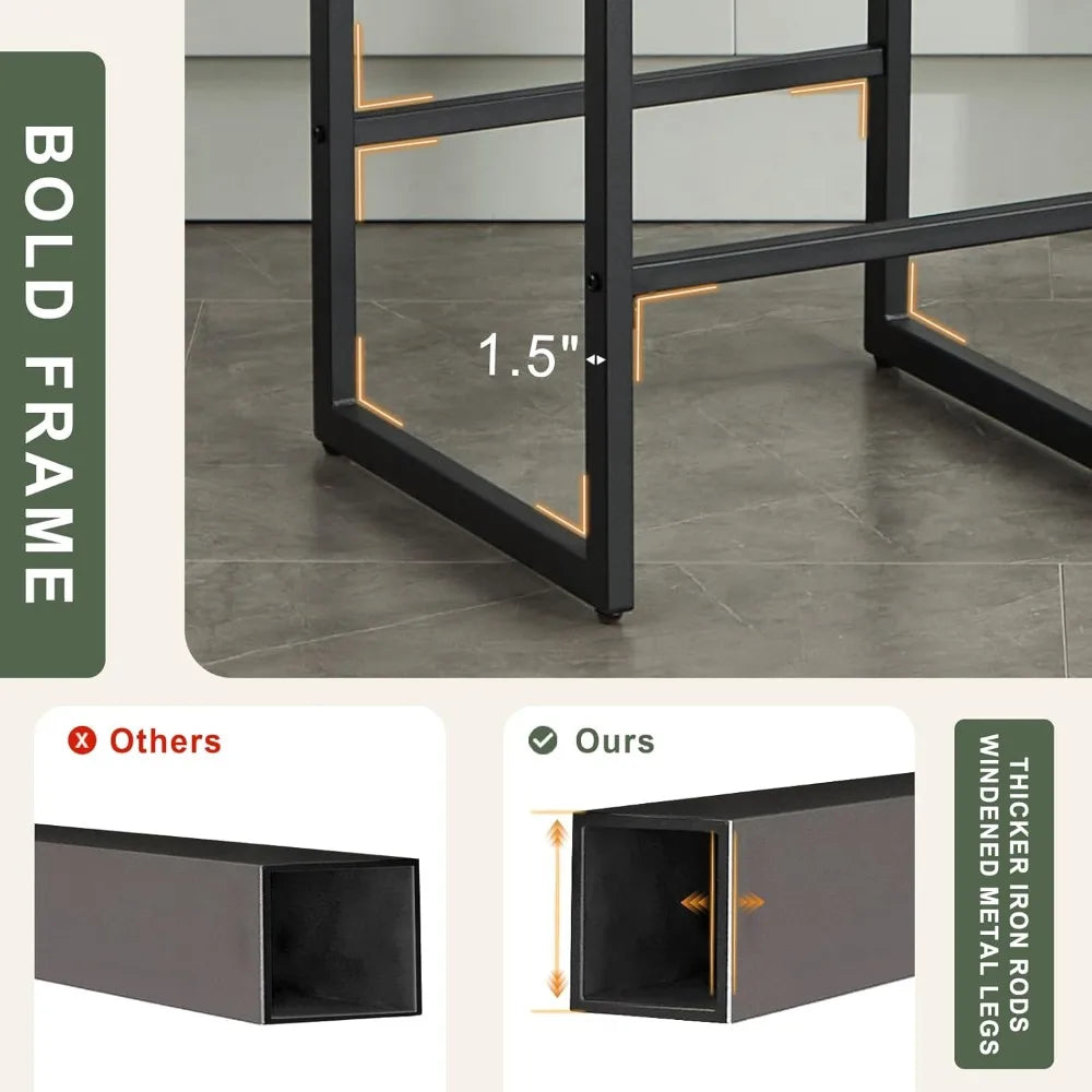 Mid Century Modern Counter Height Bar Stools, 26" Bar Height Chairs with Backs, Upholstered Counter Stools,