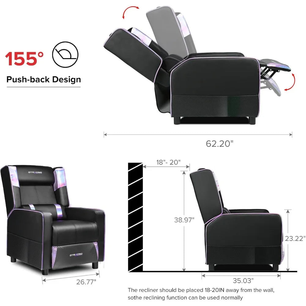 Gaming Recliner Chair: Modern PU Leather Sofa for Adults with Racing Style Ergonomics