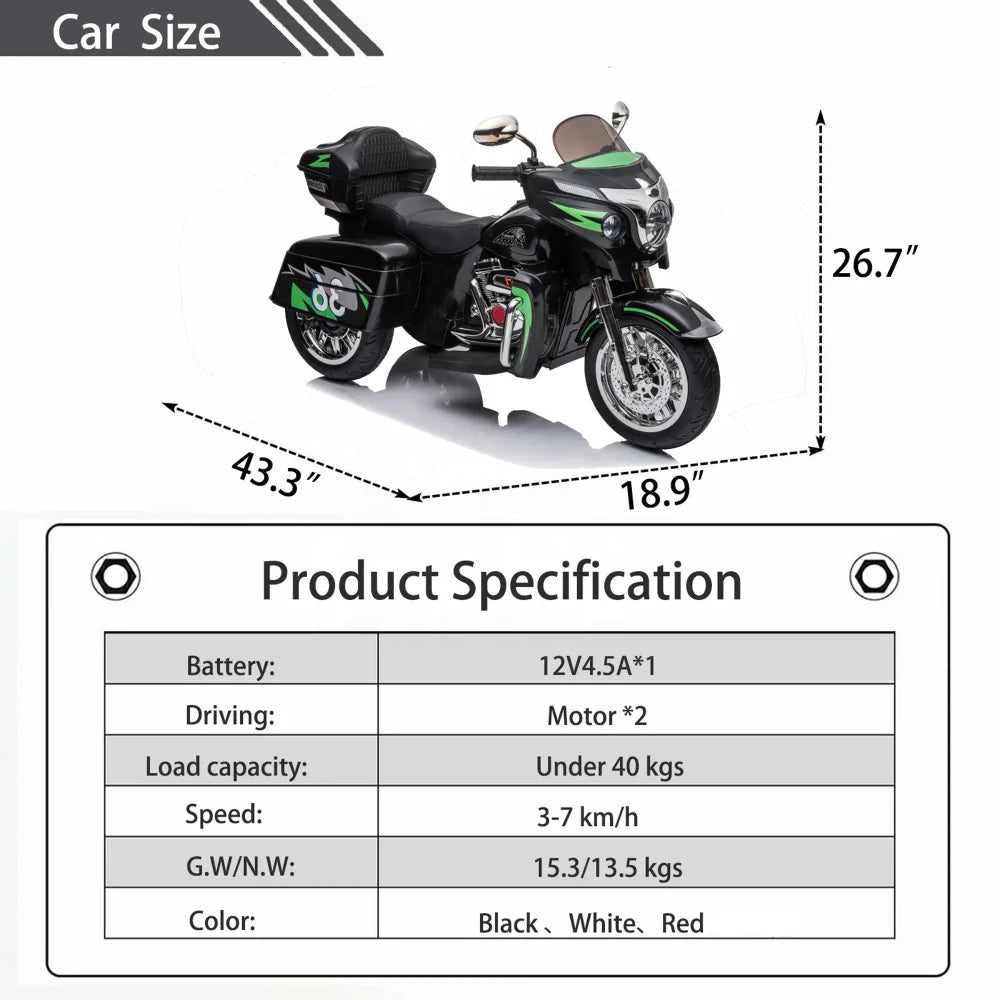 kids ride on motorcycle Electric 12V two seat motorcycle for kids, Motorbike for Kids with Key start