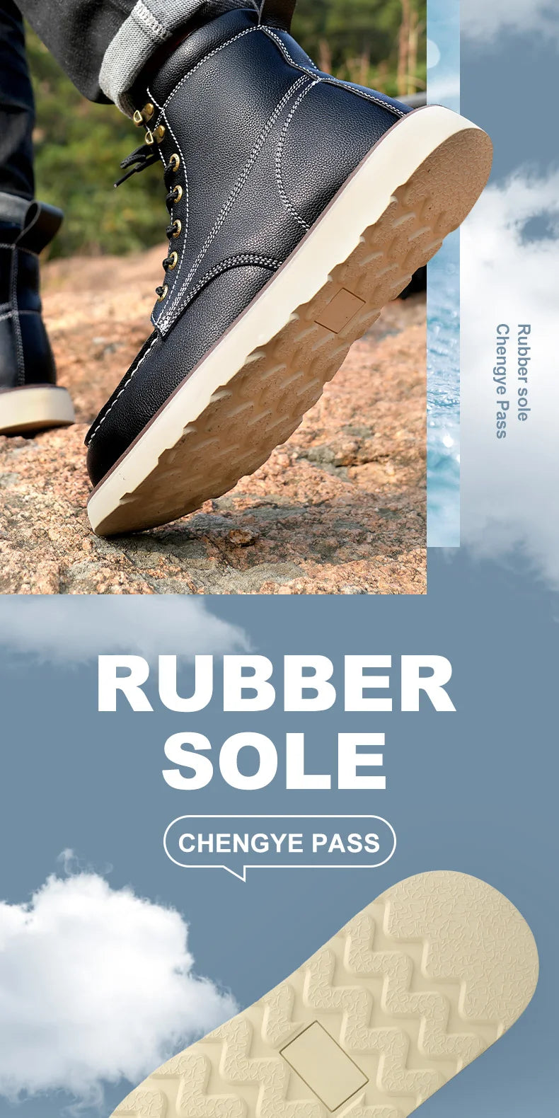 Two layer cowhide men's anti-smash anti-puncture high top work safety shoes