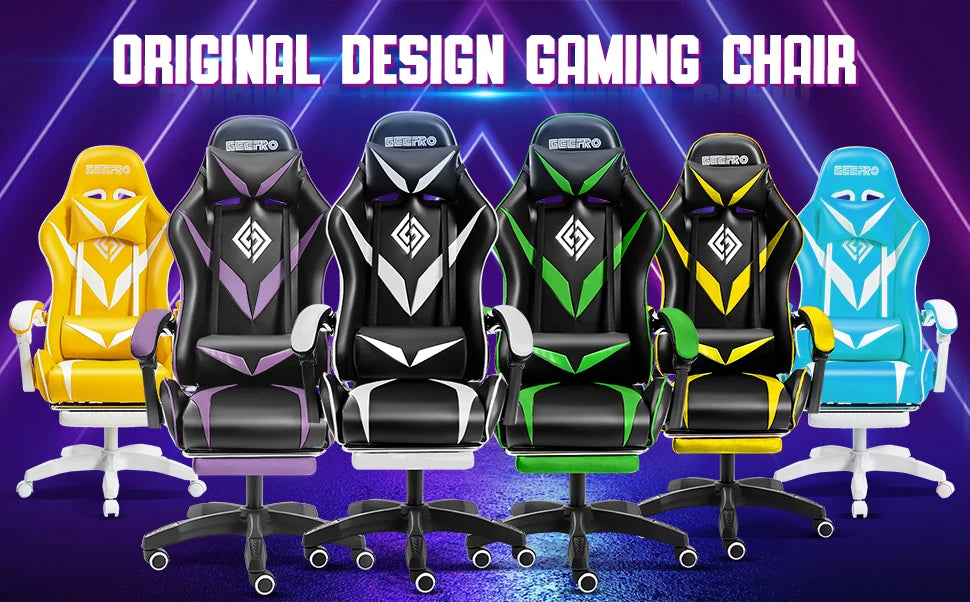 Massage Gaming Chair for Kids Computer Gamer Chair with Footrest and Lumbar Support Reclining PC Office Chair with Headrest