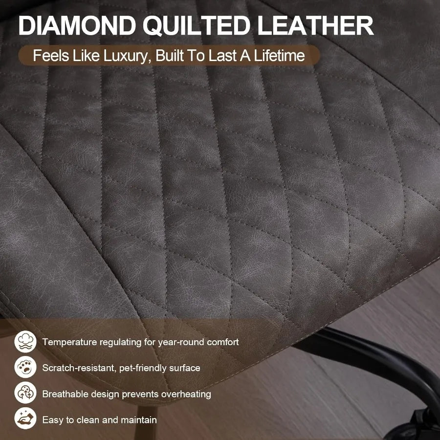 Home Office Desk Chair Ergonomic High Back Leather Computer Chair with Lumbar Support Adjustable Height Recline Swivel Executiv