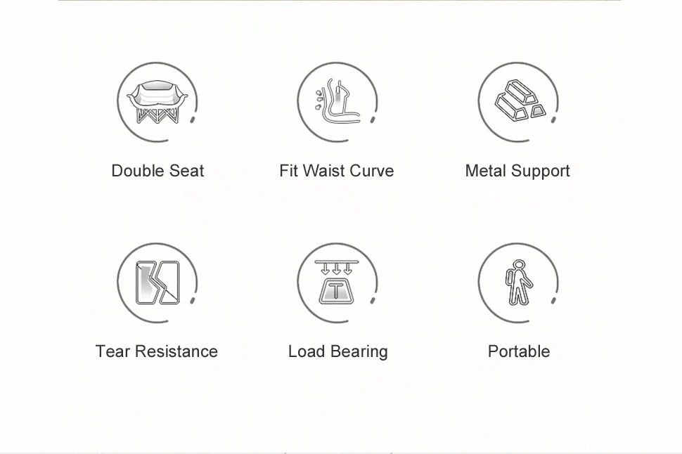 WESTTUNE Double Camping Chair Oversized Loveseat Outdoor Couch Heavy Duty Outdoor Folding Chair with Cup Holder Support 440 lbs