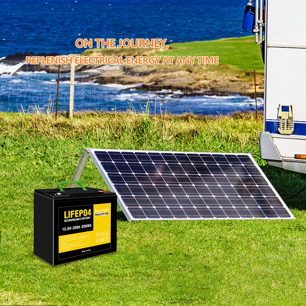 12V 20Ah LiFePO4 Lithium Battery, 4000+ Cycles, Maintenance-Free Battery for Camping， Fish Finder, Scooter, Security System