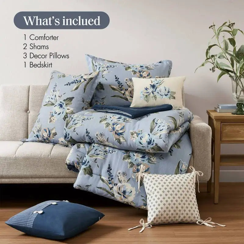 7PCS King Vintage Floral Comforter Set