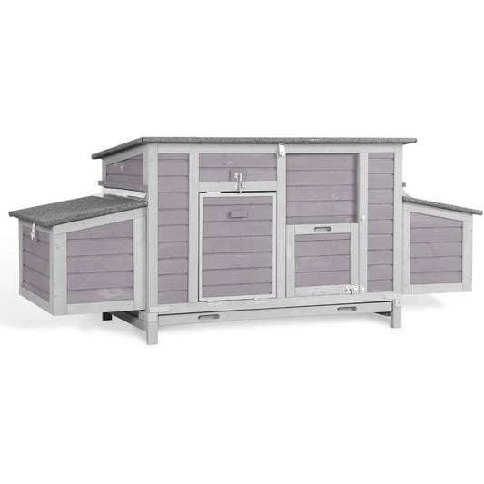 Chicken Coop 67.3" Large Duck House with 4 Nesting Boxes for 2-4 Chickens Outdoor Hen House Chicken Cage