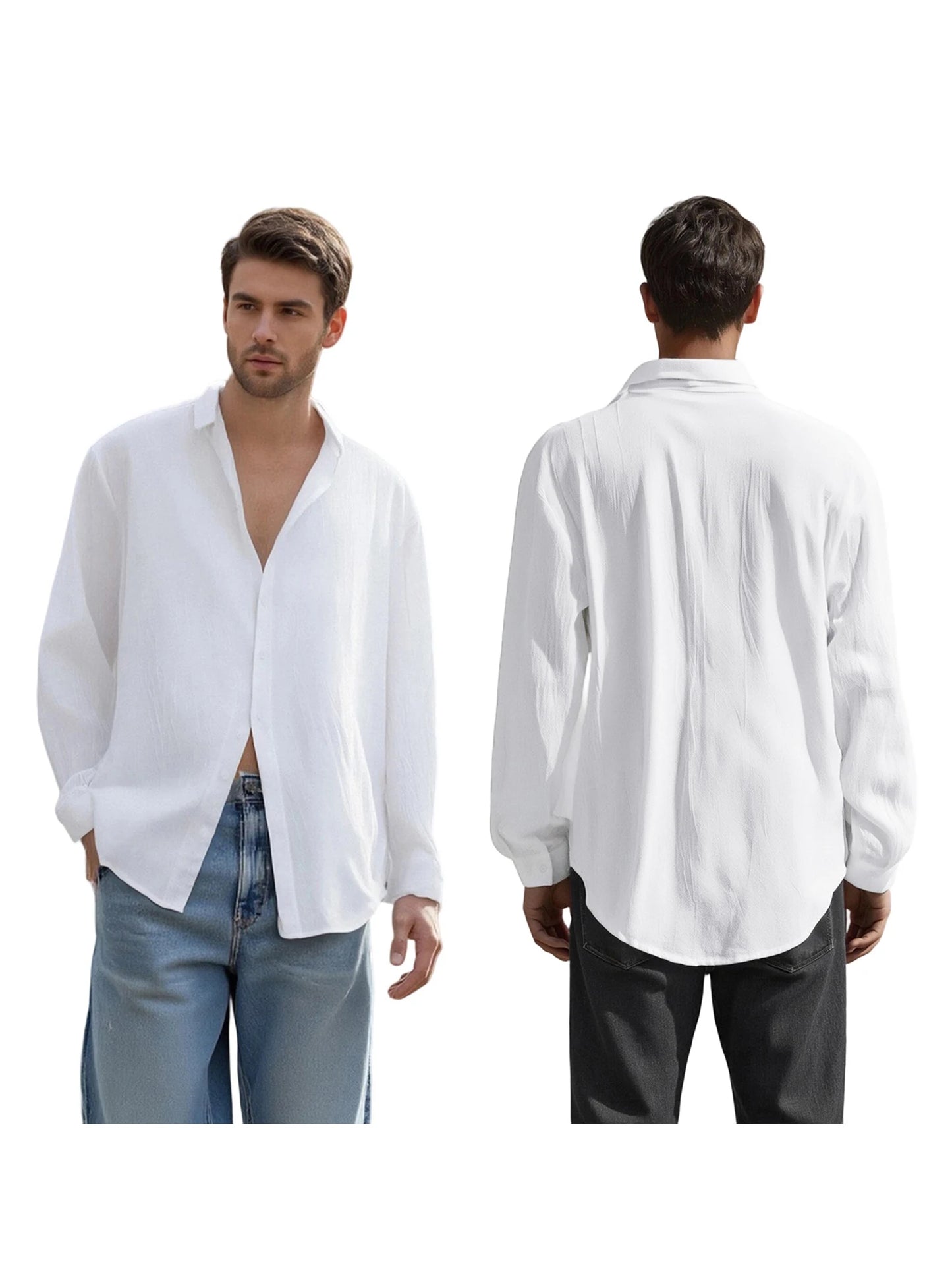 Stylish Men s Button Up Shirt with Long Sleeves and Turn Down Collar in Trendy Solid Color Design for Casual Wear