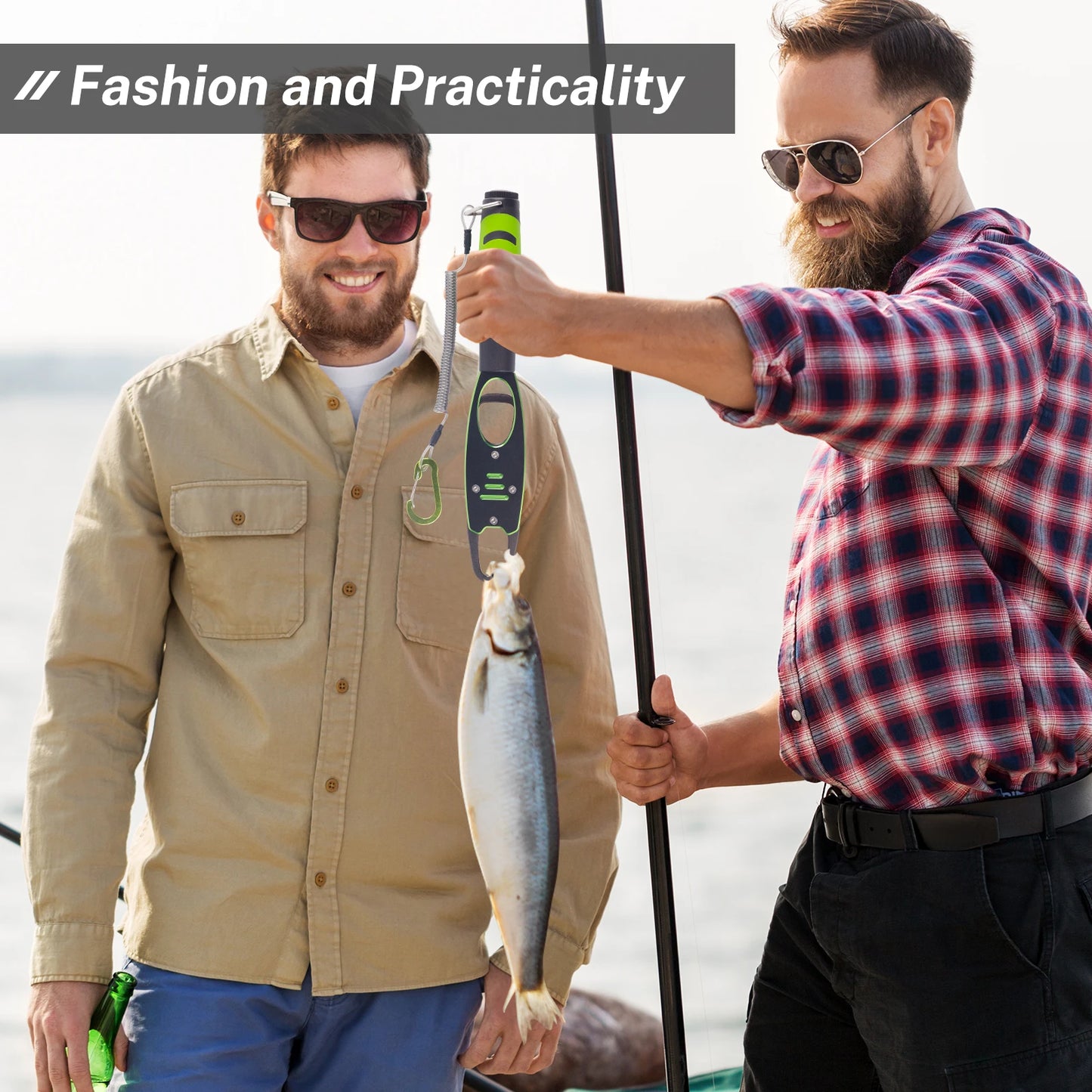 Night Cat Fish Lip Gripper with Scale 2 in 1 Aluminum Alloy Fish Lip Grabber Professional Fishing Lip Gripper Tool Kit for Men