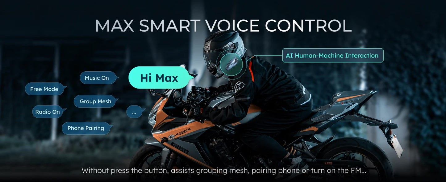 ASMAX Blue S1 Motorcycle Intercom Helmet Mesh Group Communication, Voice Control Bluetooth Headset for Snowmobile, Ski & ATV
