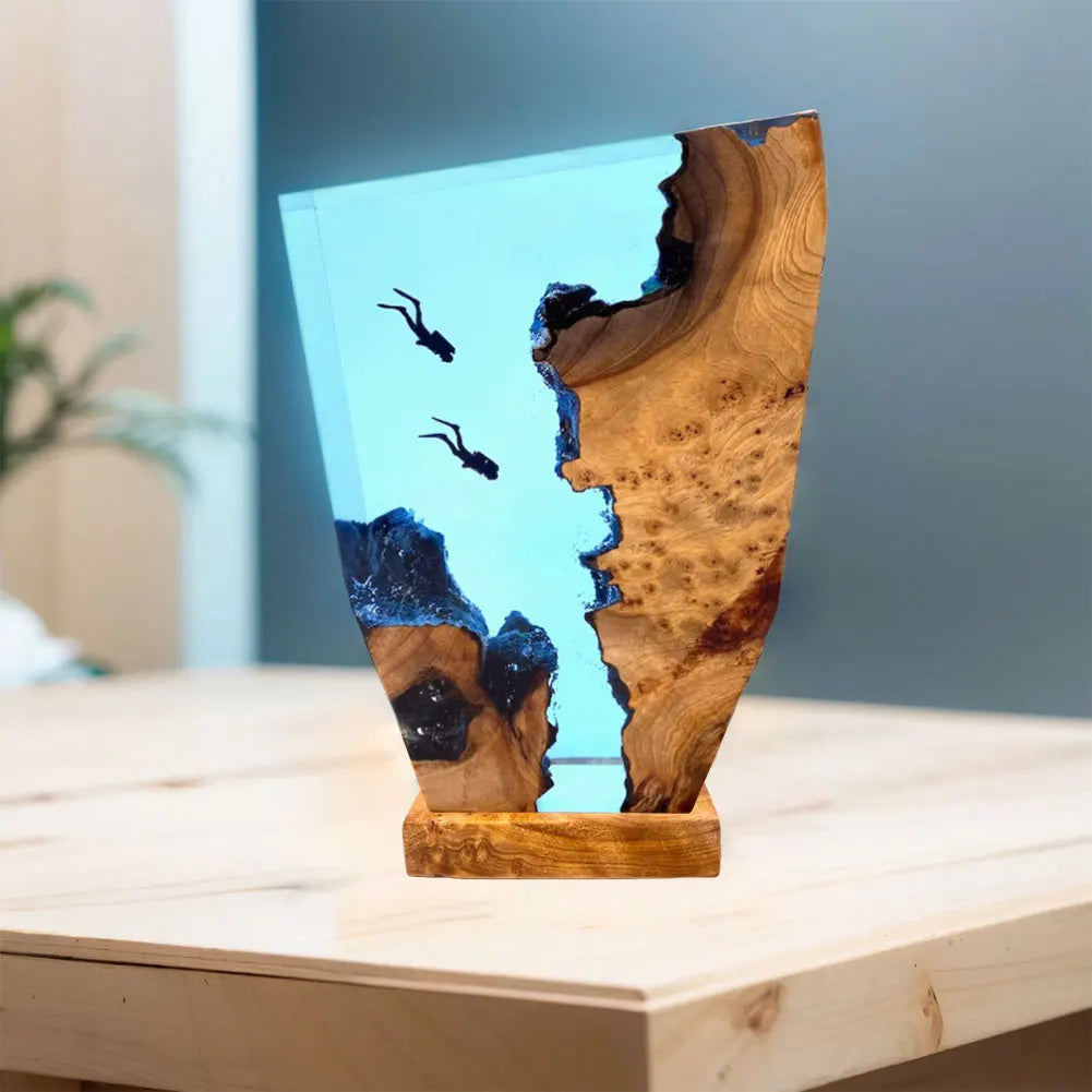 Diving Cave Exploration Theme Night Light USB Charge Deep Sea Diver Night Light Table Decoration Lamp Bedroom Office Desk Decor