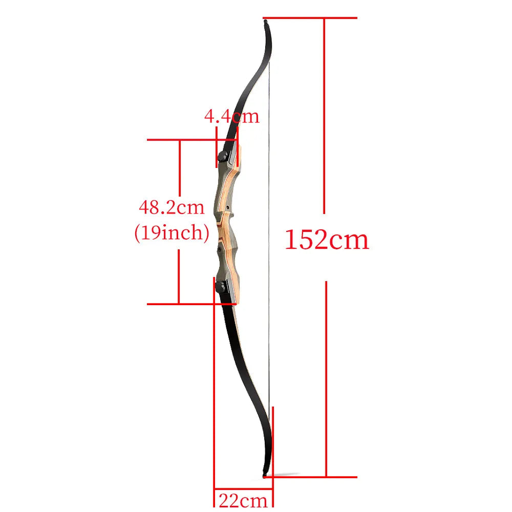 62 Inch Takedown Recurve Bow 50 Pound Wooden Riser Archery Set Right Hand