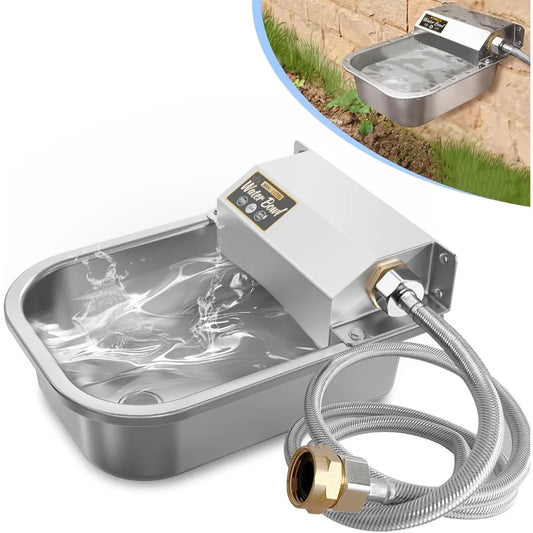 Automatic Water Dispenser for Dogs, 3L /101 oz 304 Stainless Steel Dog Water Feeder, Auto-Fill Large Waterer for Pets & Livestoc