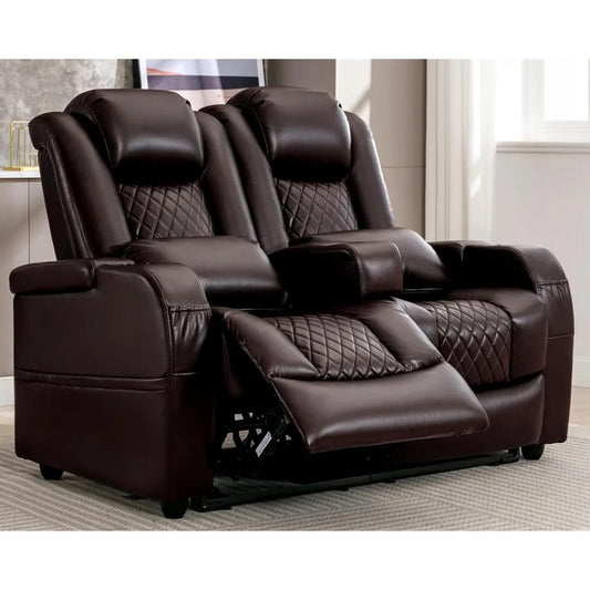 RV Loveseat Recliner Sofa, Home Theater Seating with 3 Arms and 2 Pillows, Wall Hugger Recliners & 135° Reclining Couch