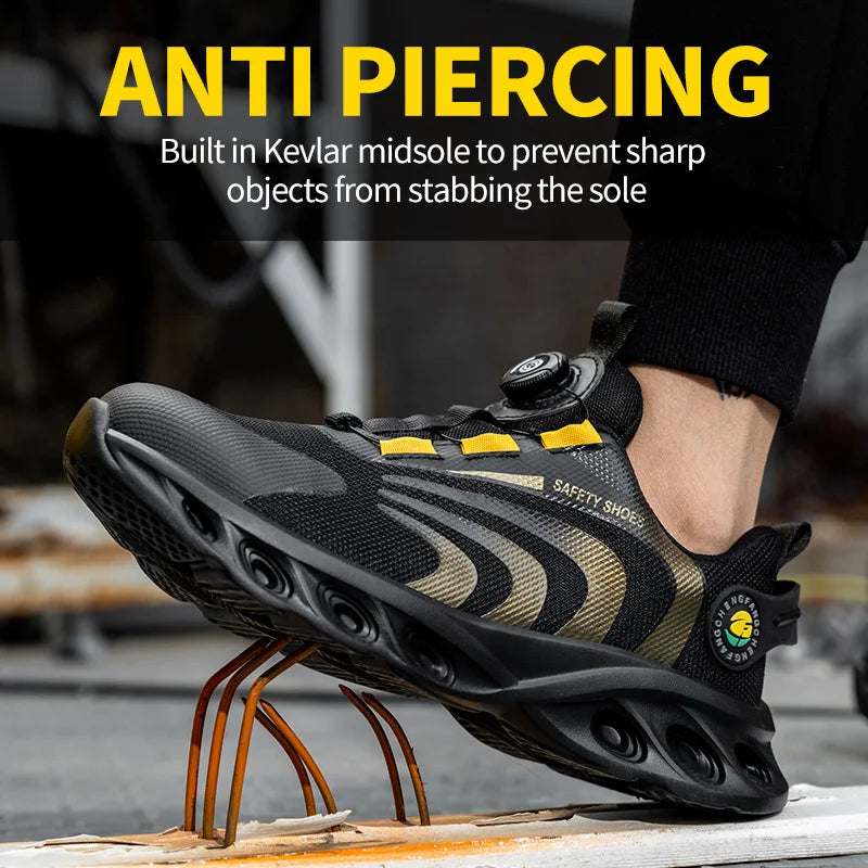 Lace-free, breathable, lightweight and comfortable anti-smashing and anti-puncture safety shoes