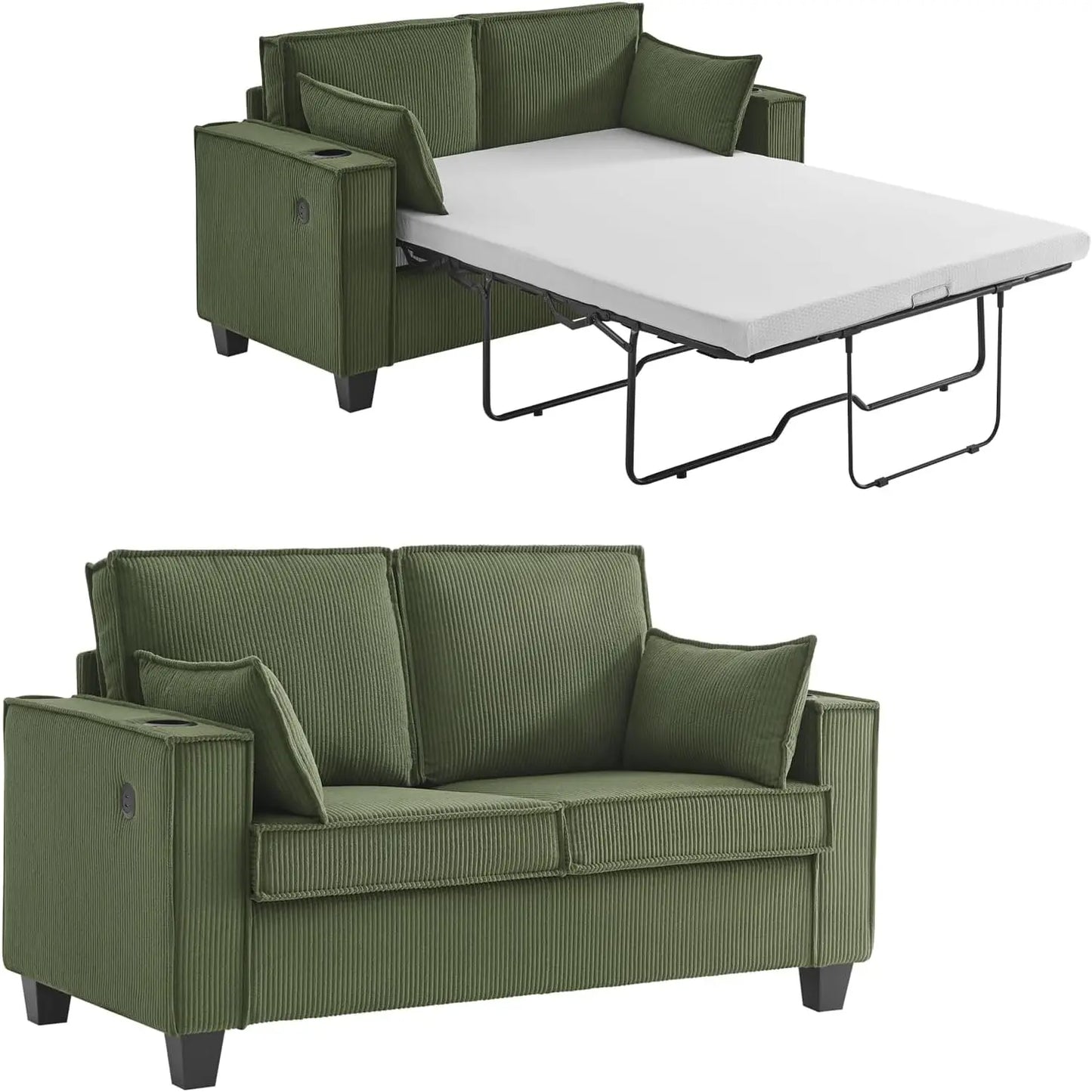 Pull Out Sofa Bed, Sleeper Sofa Couch,Convertible Chenille Loveseat with USB Charging Port and Memory Foam Mattress