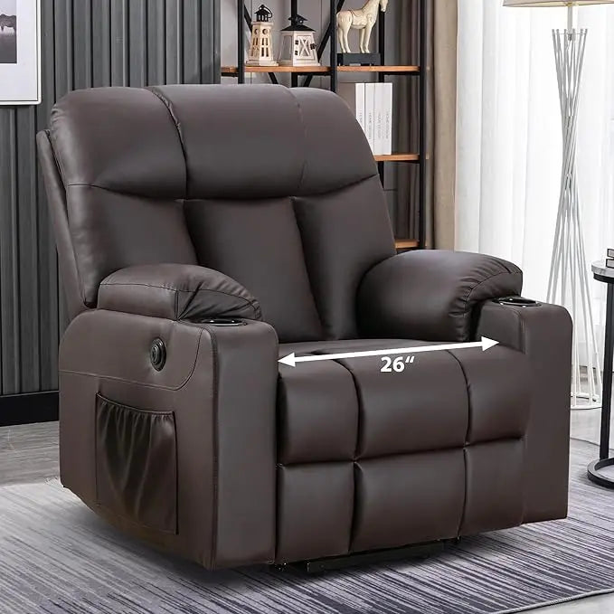 26" Extra Wide Lift Chair with Heat and Massage, Faux Leather Power Lift Recliner Massage Chair for Adults Elderly, U