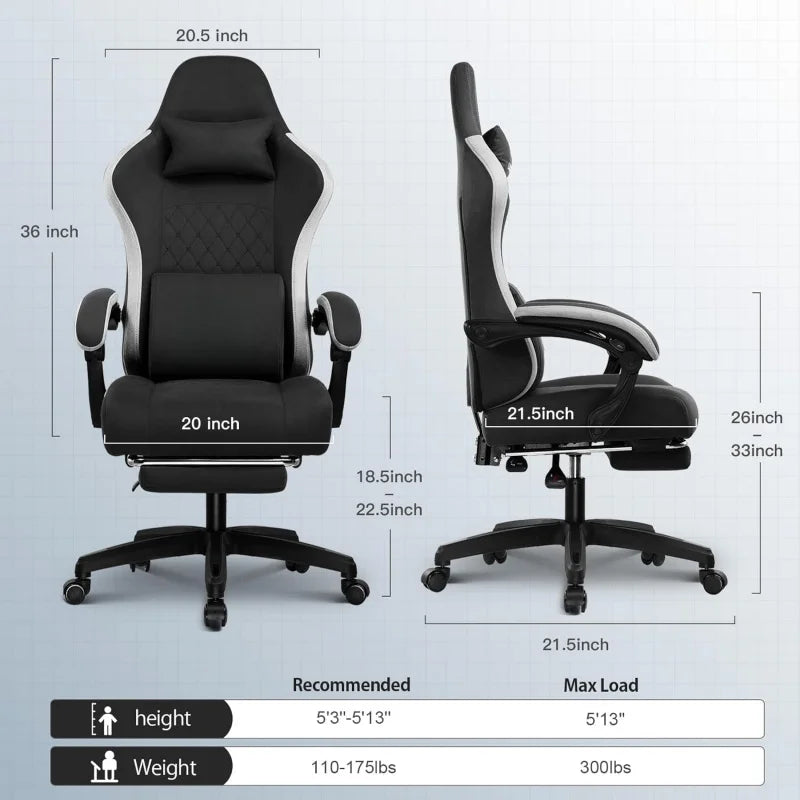 Computer Office Chair with Pocket Spring Cushion, Linkage Armrests and Footrest, High Back Ergonomic Computer Chair .