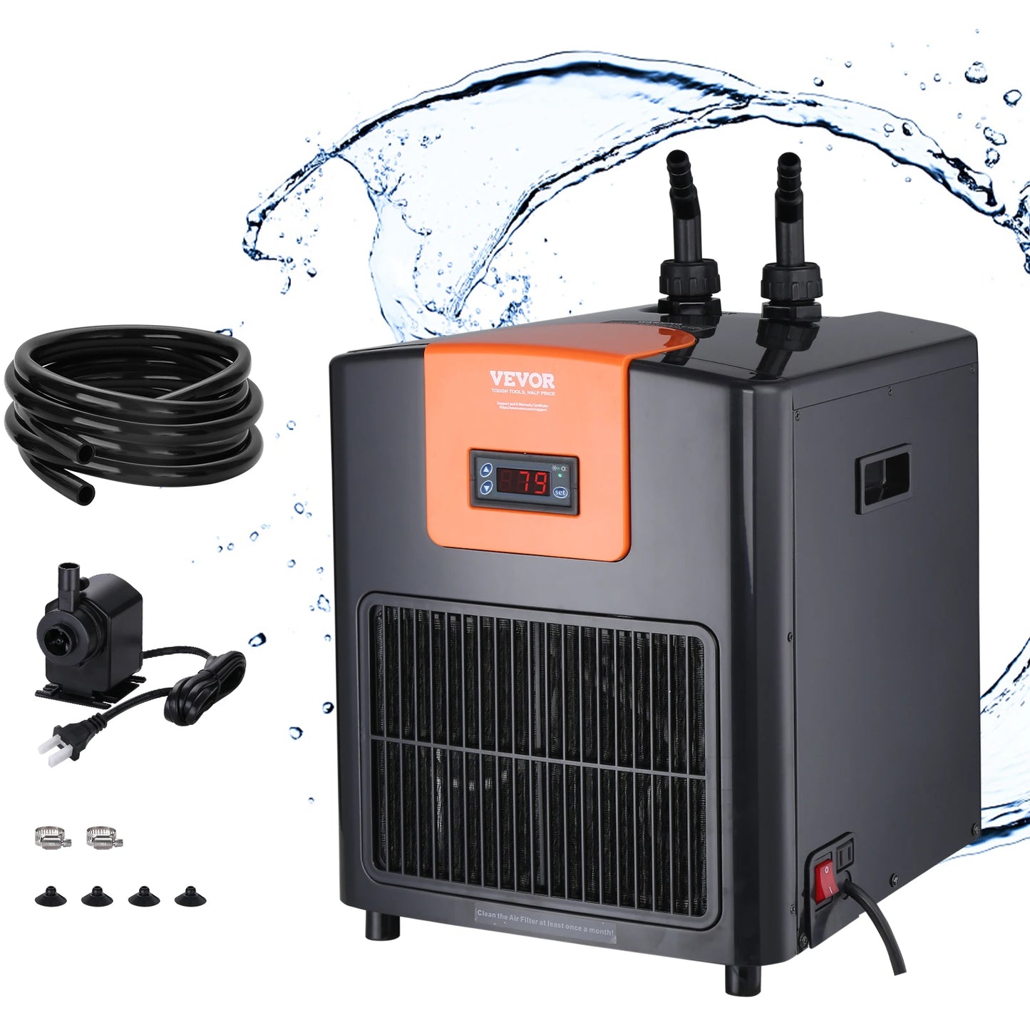 SucceBuy Aquarium Chiller 0.25/0.33/0.1/1.5HP Hydroponic Water Chiller Quiet Refrigeration Compressor for Fresh Water Fish Tank