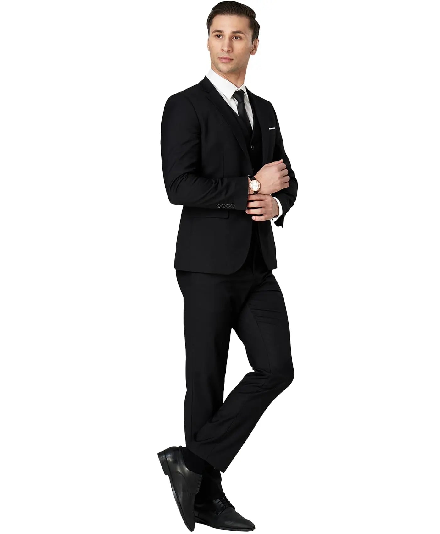 TweedLad Men's Business Suit Set Groomsmen Regular Fit-Tuxedo Jacket+Trousers Men Suit Set Lapel Formal Stylish Buttons Pockets