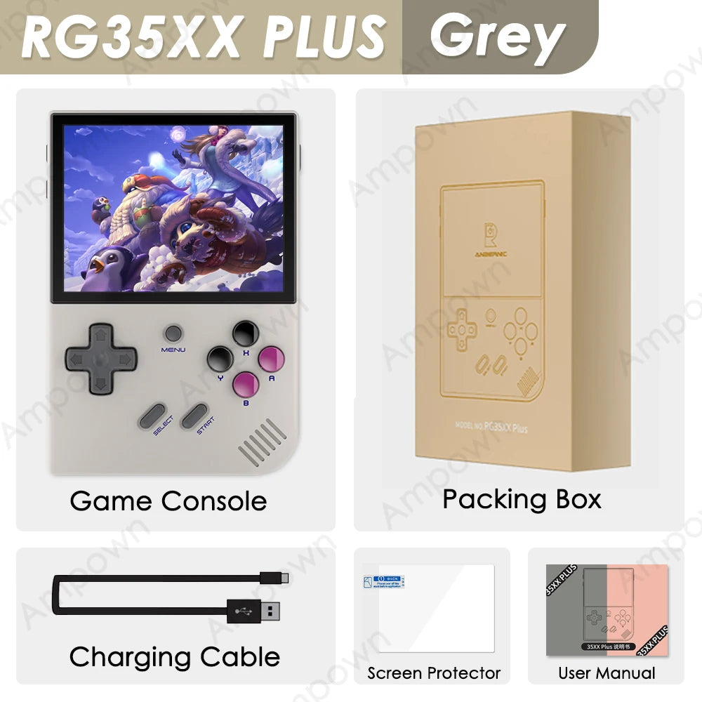 ANBERNIC RG35XX PLUS Retro Handheld Game Console 3.5''IPS Screen Built-in 10K Games HDMI Video Output Streaming Kids Game Player