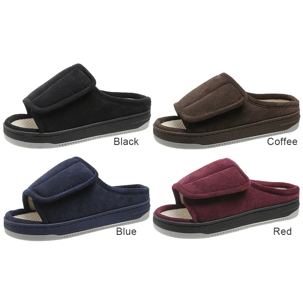 Men Women's Diabetic Slippers Open Toe Slide Slippers with Rubber Sole Swollen Feet Slippers for Indoor Outdoor
