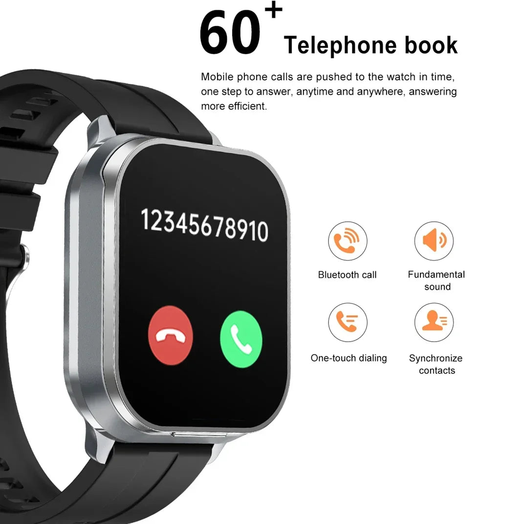 Effeokki D8Pro 2 In 1 smart watch with headphones Man 2" NFC Make/Answer Call Heart Rate Blood Oxygen Pedometer  For Iphone
