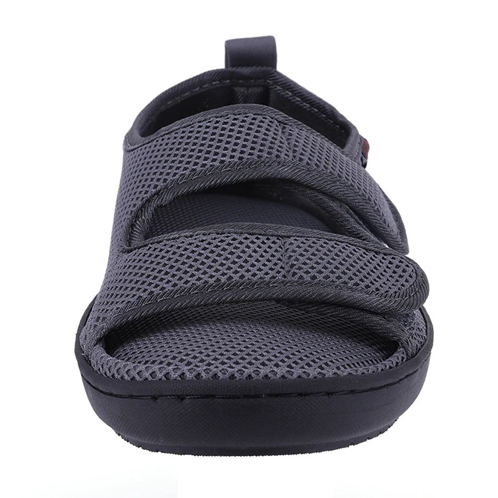 Diabetic Sandals Adjustable Hook & Loop Summer Walking Sandals Comfortable Walking Shoes for Elderly Swelling Sensitive Feet
