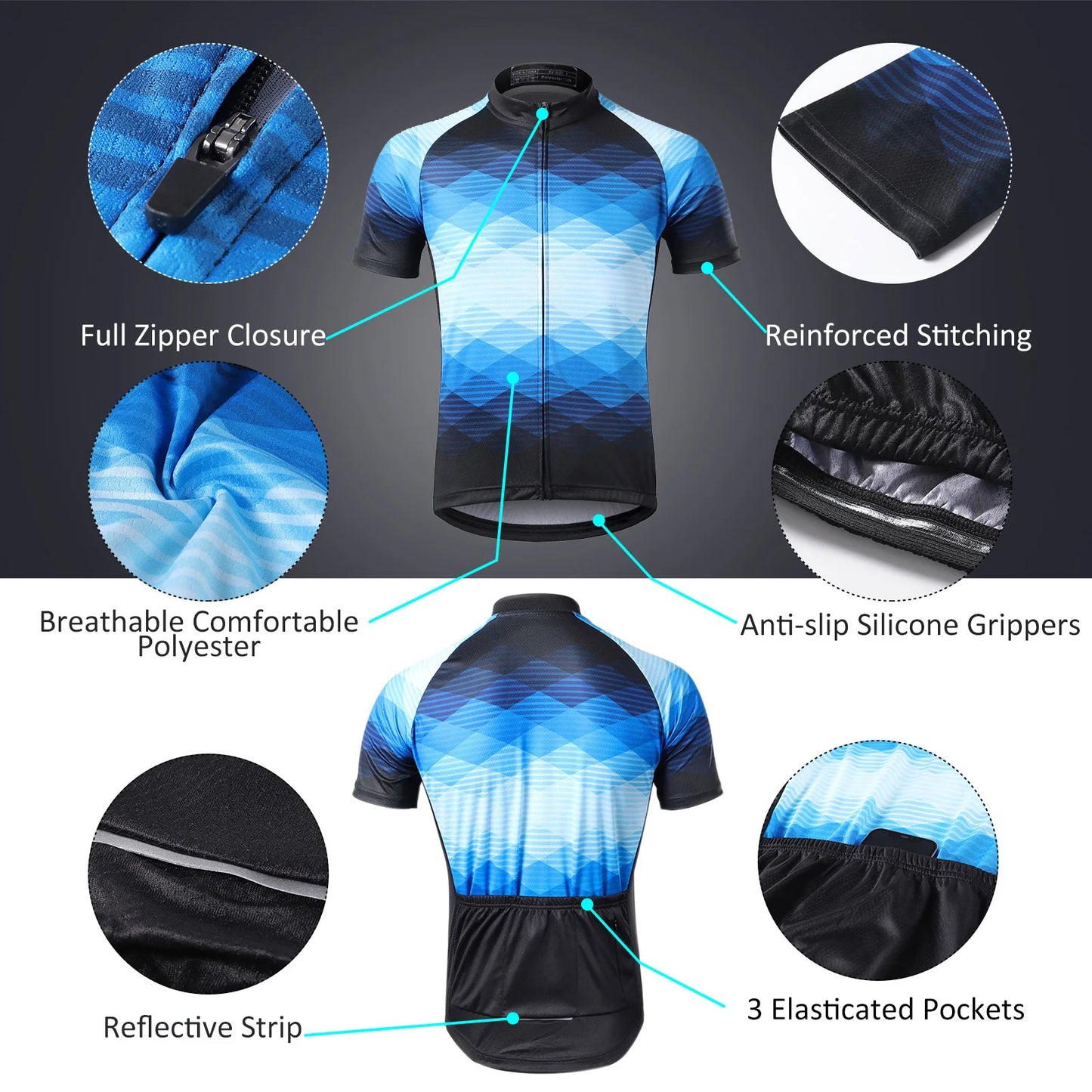 Lixada Men Cycle Jersey Breathable Short Sleeve Bike Shirt and Padded Shorts   Clothing Suit Cycle clothing set