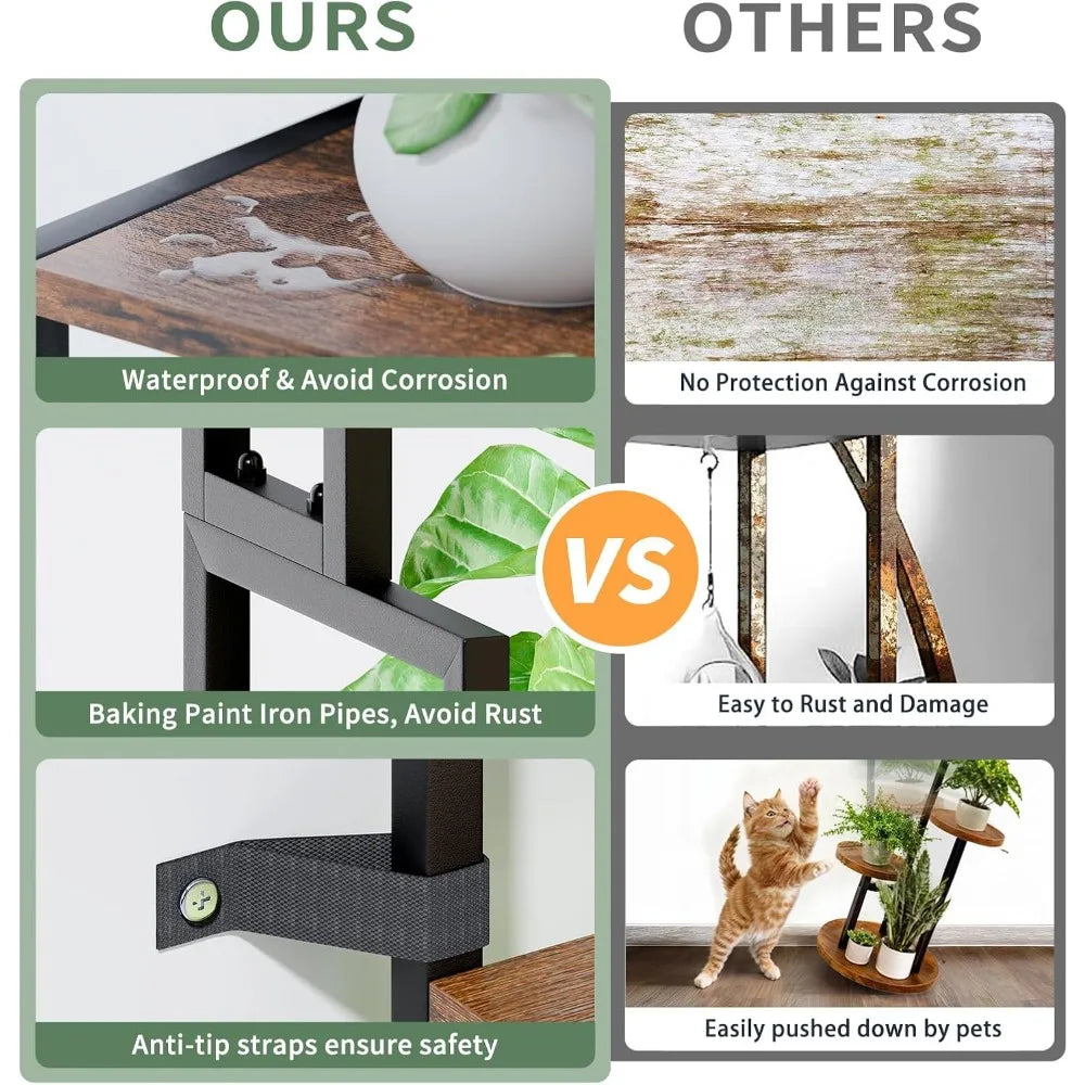 Large Plant Stand Indoor with Grow Light , 5 Tiers 12 Pots Holder, 72" Tall Metal Plant Shelf, Heavy-Duty Rectangle Display Rack