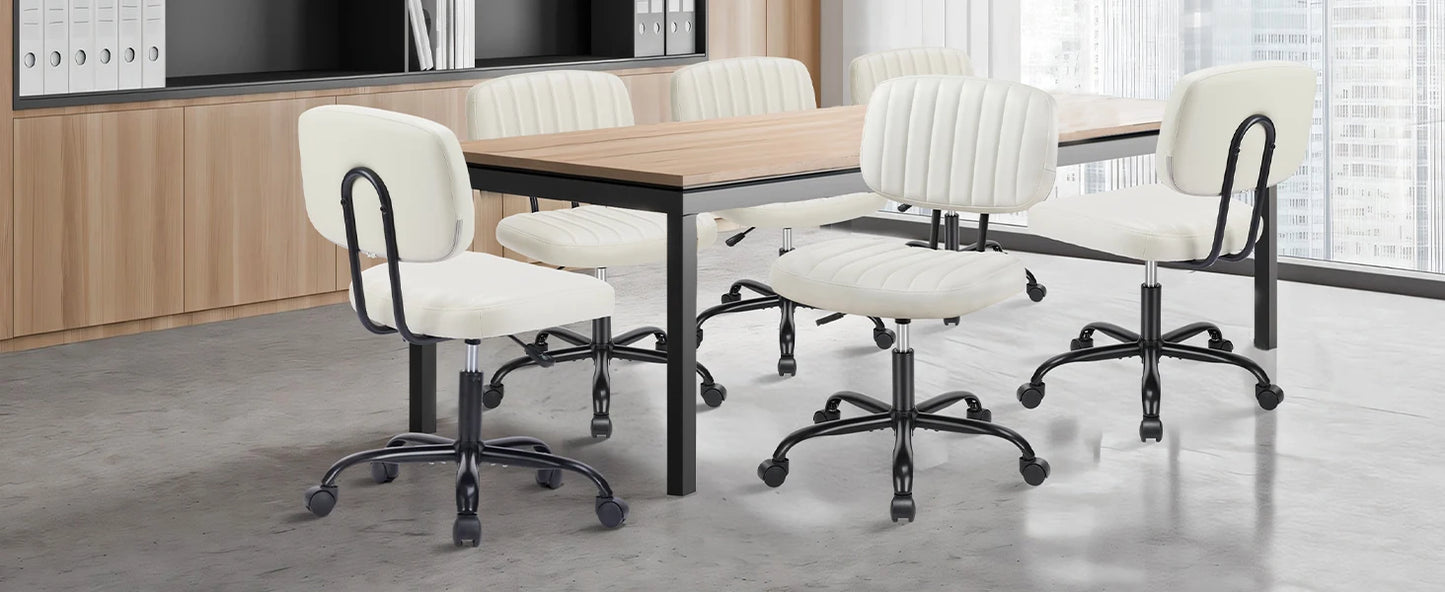 Armless Home Office Desk Chair -Small Ergonomic with Low Back Lumbar Support, Task with 360° Swivel Rolling Wheels