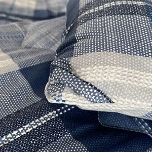 SLEEPBELLA Comforter 600 Thread Count Cotton Navy Blue & Grey Buffalo Pattern Blue Plaid Comforter Sets,Down Alternative Bedding
