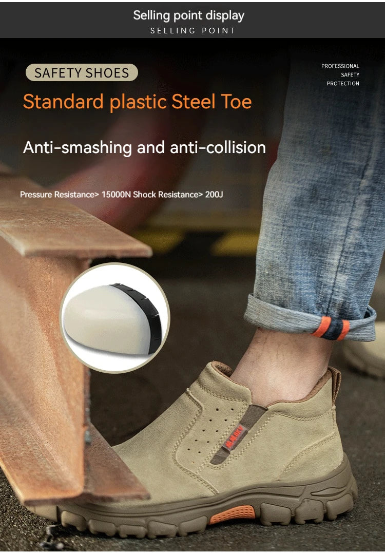 Men Work Shoes Breathable Work Sneakers Composite Toe Safety Shoes Anti-Puncture Indestructible Shoes Welders Safety Boots