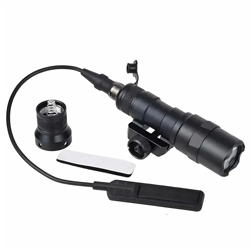 M300 Tactical Flashlight - High-Brightness LED,   Black,  Battery Holder for Outdoor, Hunting, and Tactical Use, Flashlight