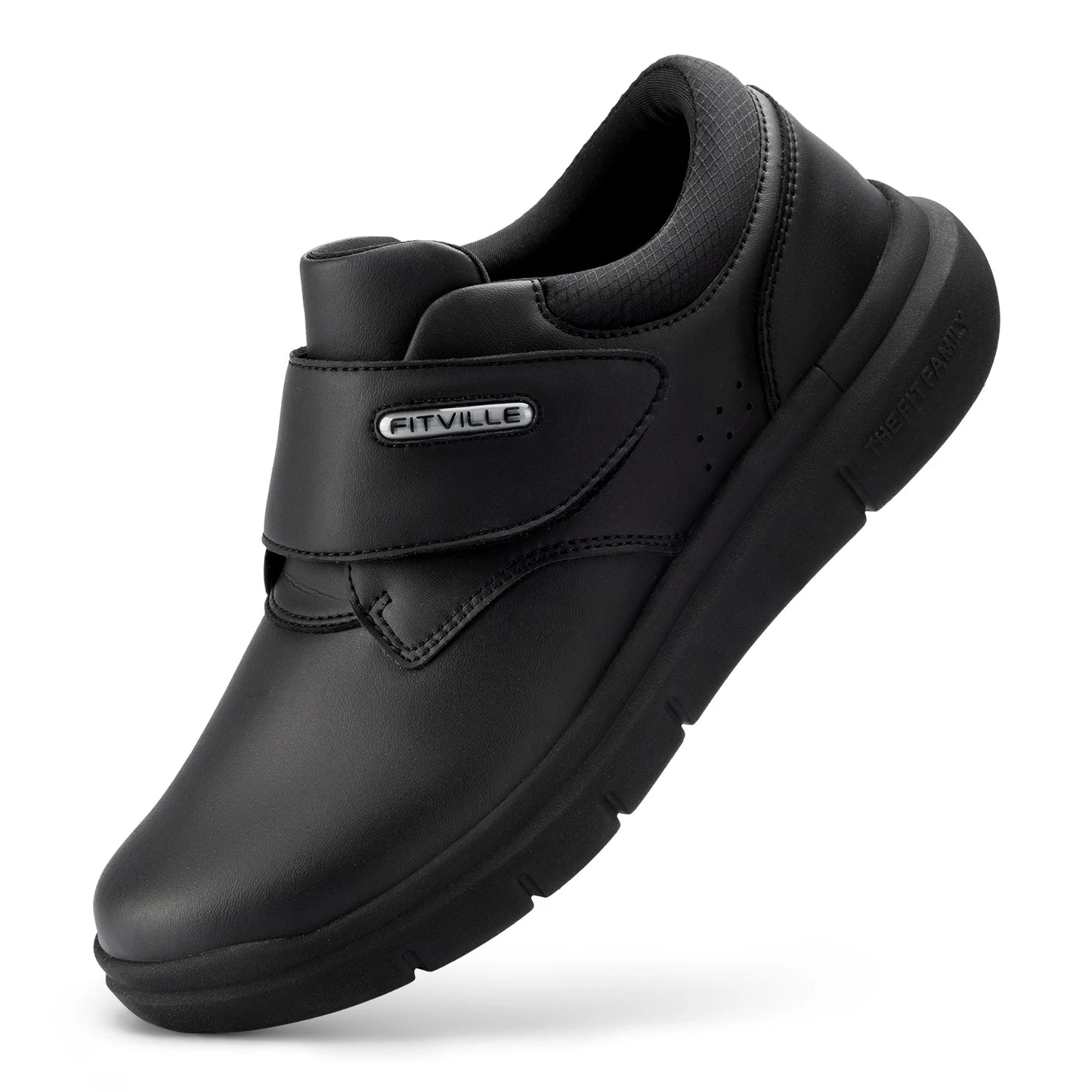 Extra Wide Men'S Diabetic Shoes Leather Walking Shoes For Elder Orthopedic Toes Swollen Feet Non-Slip With Arch Support