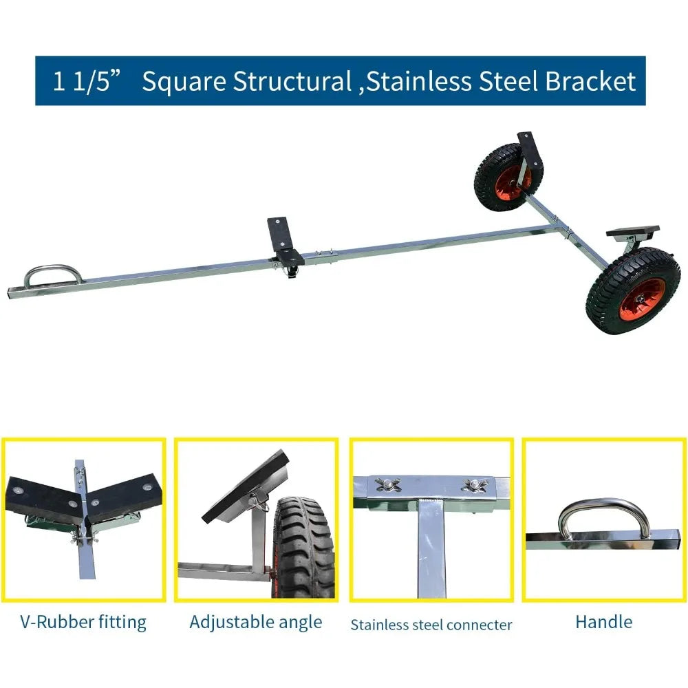 Stainless Steel Boat Launching Wheels Hand Dolly for Small Inflatable Boat Trailer