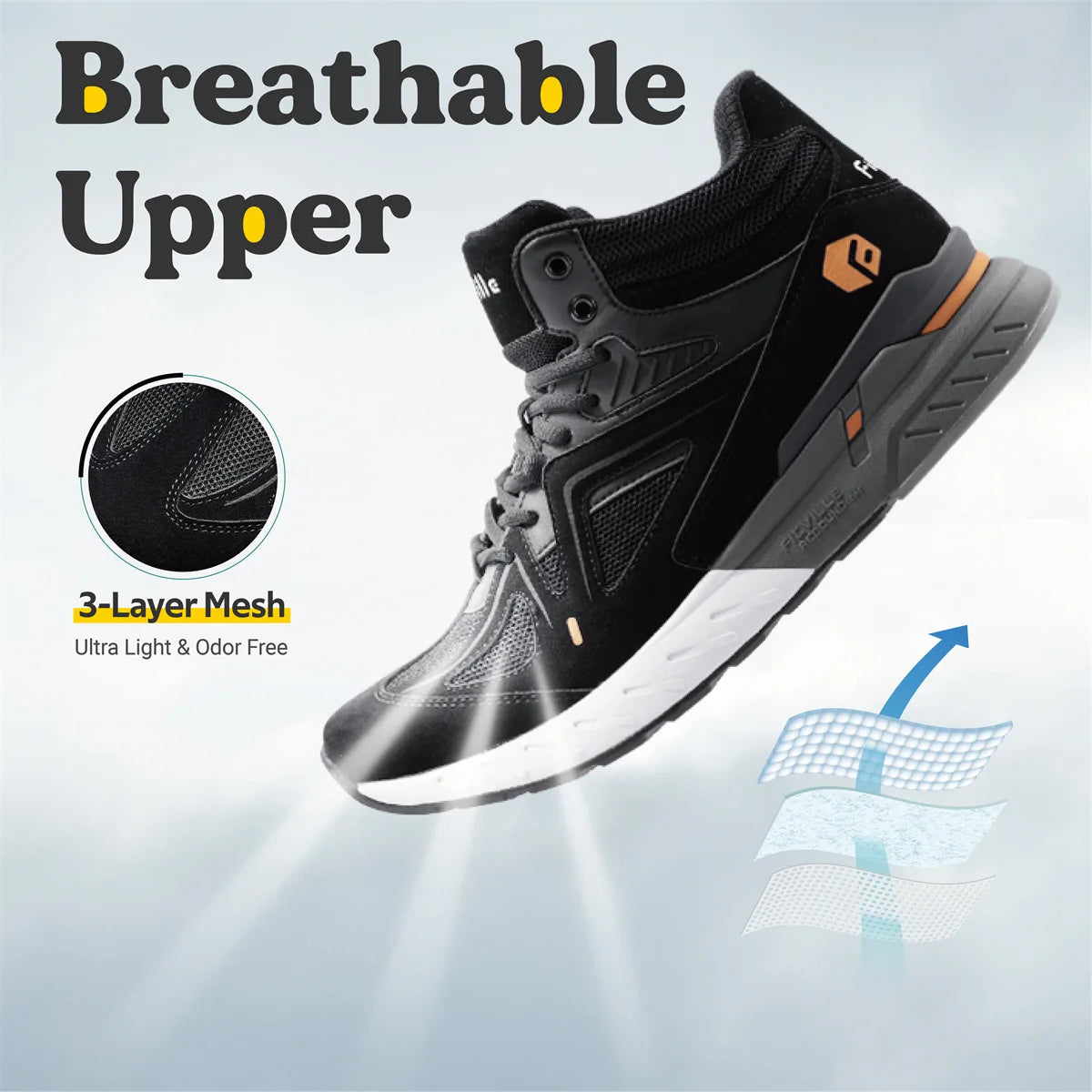 FitVille Men's High-Top Basketball Shoes Widened Lightweight Casual Sneakers Breathable For Male Swollen Feet Relieve Pain