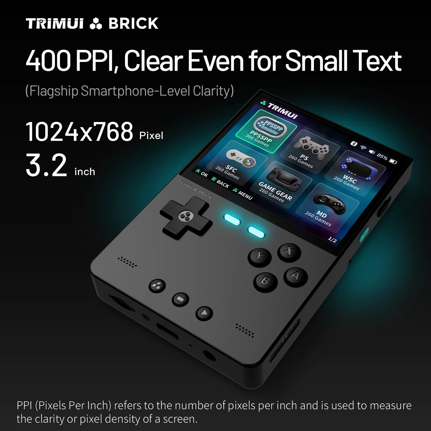 Trimui Brick Retro Handheld Gaming Console - 3.2-Inch HD IPS Screen, Allwinner A133P Chip, Supports Up to 1TB Expansion