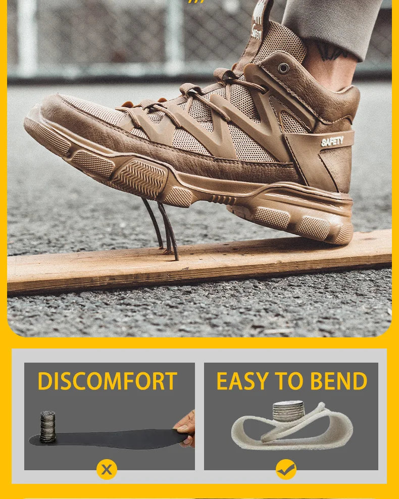 Composite Toe Work Boots Mens Puncture-Proof Midsole Non-Slip Breathable & Comfort Fit for Warehouse Use Anti-smash Work Boots