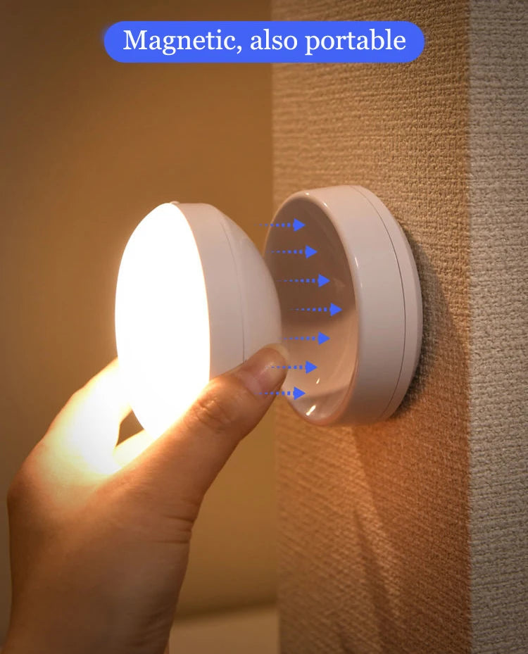 Night Light USB Motion Sensor Charging Round Energy-saving Led Lamp Bedroom Light Corridor Home Bathroom wall lights night light
