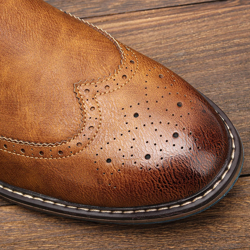 Classical Brogue Chelsea Men Boots Comfortable Fashion Leather Boots