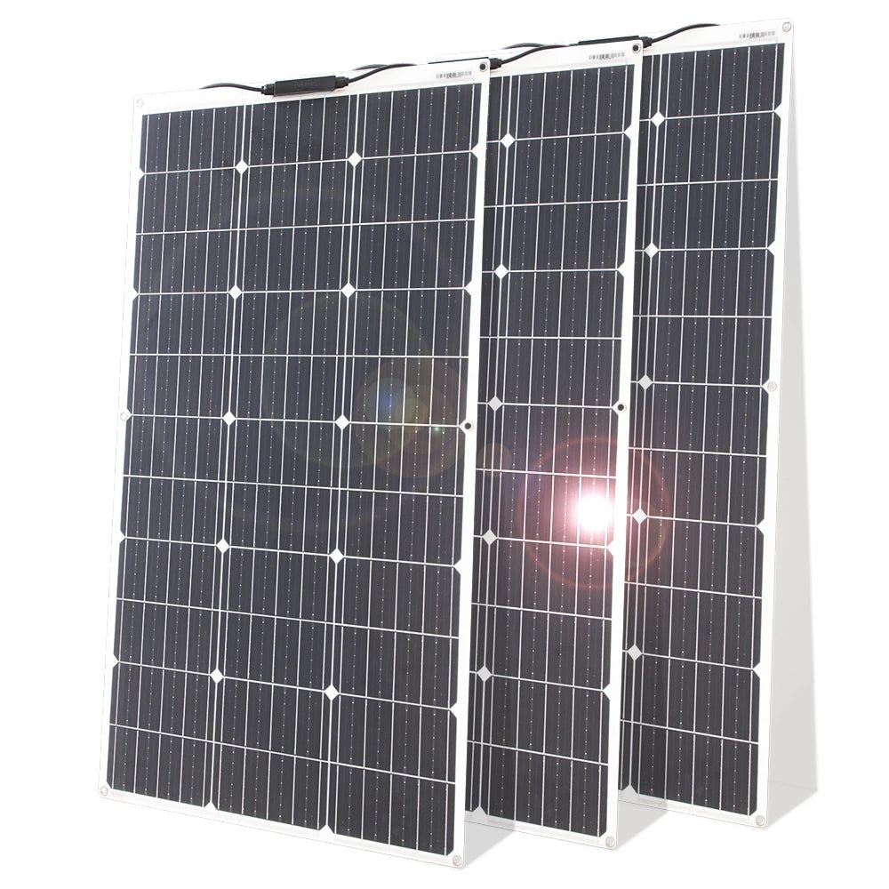 12V Flexible Solar Panel Kit 100W 200W Monocrystalline Waterproof