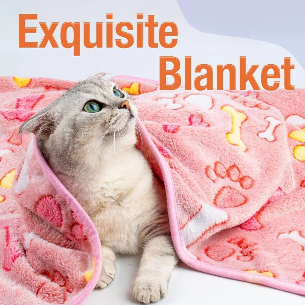 1 Pack 3 Pet Blankets for Dogs - Fluffy Cats Dogs Blanket for Small Medium & Large Dog, Cute Print Pet Throw Puppy Blankets Fle