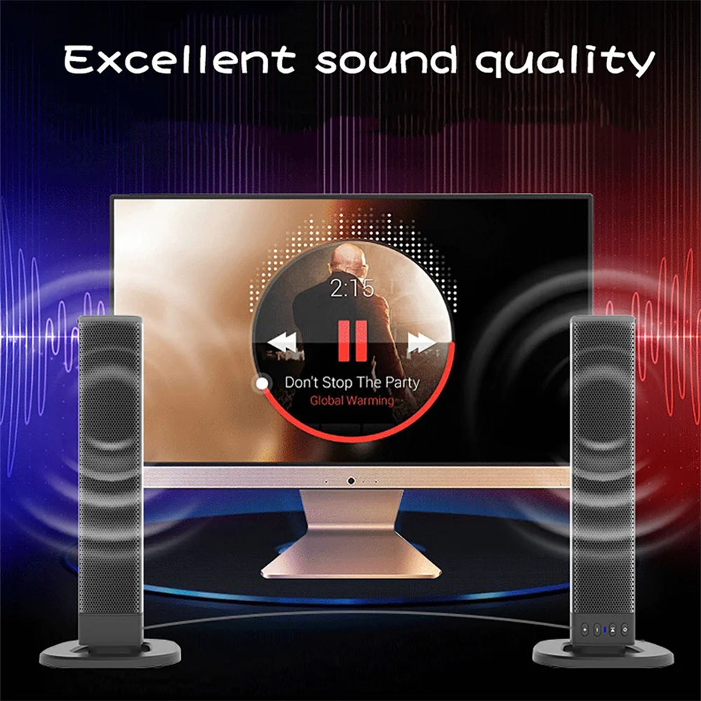 Wireless Bluetooth TV Sound Bar 2 Speaker System Home Theater Subwoofer Soundbar Portable Loud Rechargeable 2 IN1 Speaker
