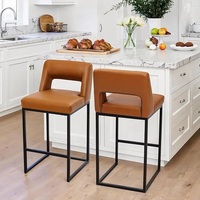 Counter Height Bar Stools for Kitchen Counter Modern Bar Chairs with Backs  for Kitchen Island with Upholstered Faux Leather
