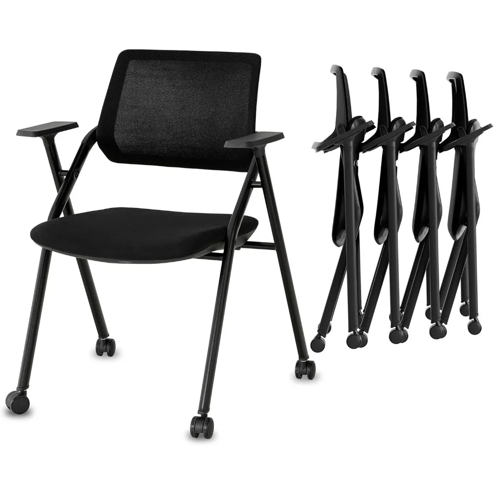 20-Pack Stackable Conference Room Chairs, Folding Office Chairs with Removable Wheels and Mesh Back