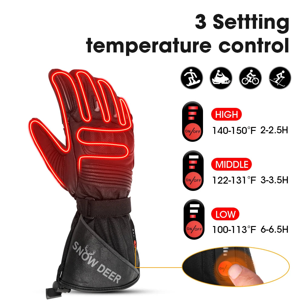 Waterproof Rechargeable Heating Thermal Gloves For Snowmobile Skiing Riding Heated Gloves Motorcycle Winter Heated Gloves Warm