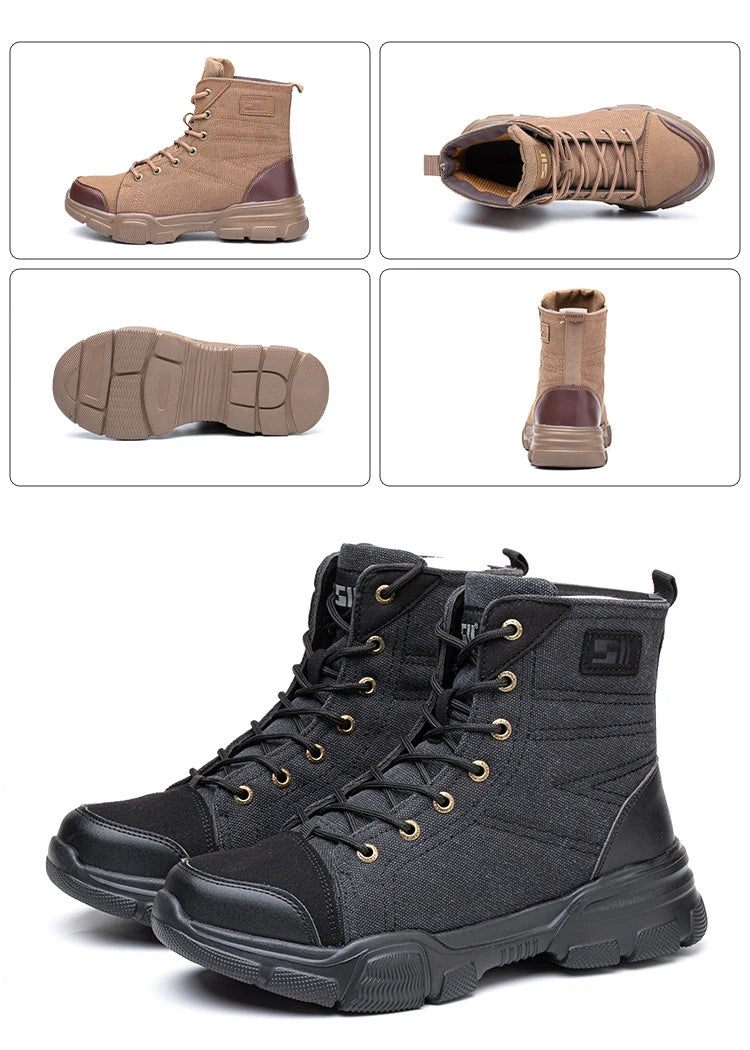 Men’s Industrial Safety Shoes Steel Toe Cap - Anti-Smash Anti-Punctur Outsole Outdoor Indestructible Construction Work Shoes